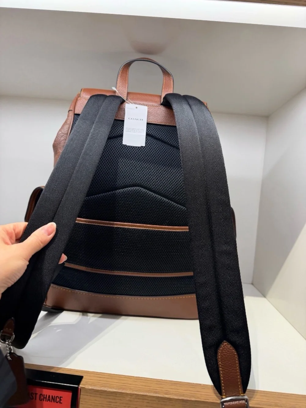 NWT COACH MEN'S Clark Backpack in Signature Leather Silver/Vintage Brown CDC21